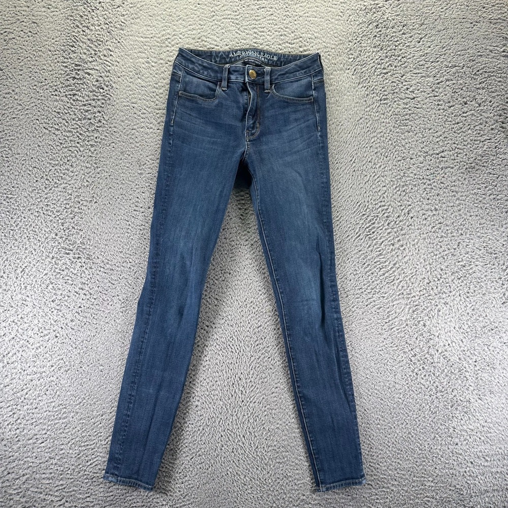 American Eagle Outfitters Jeans Womens 2 Blue Denim Jegging Skinny Leg High-Rise